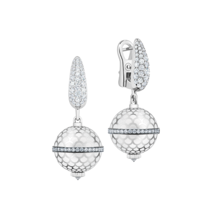 Серьги с бриллиантами, белое золото, белая н.керамика