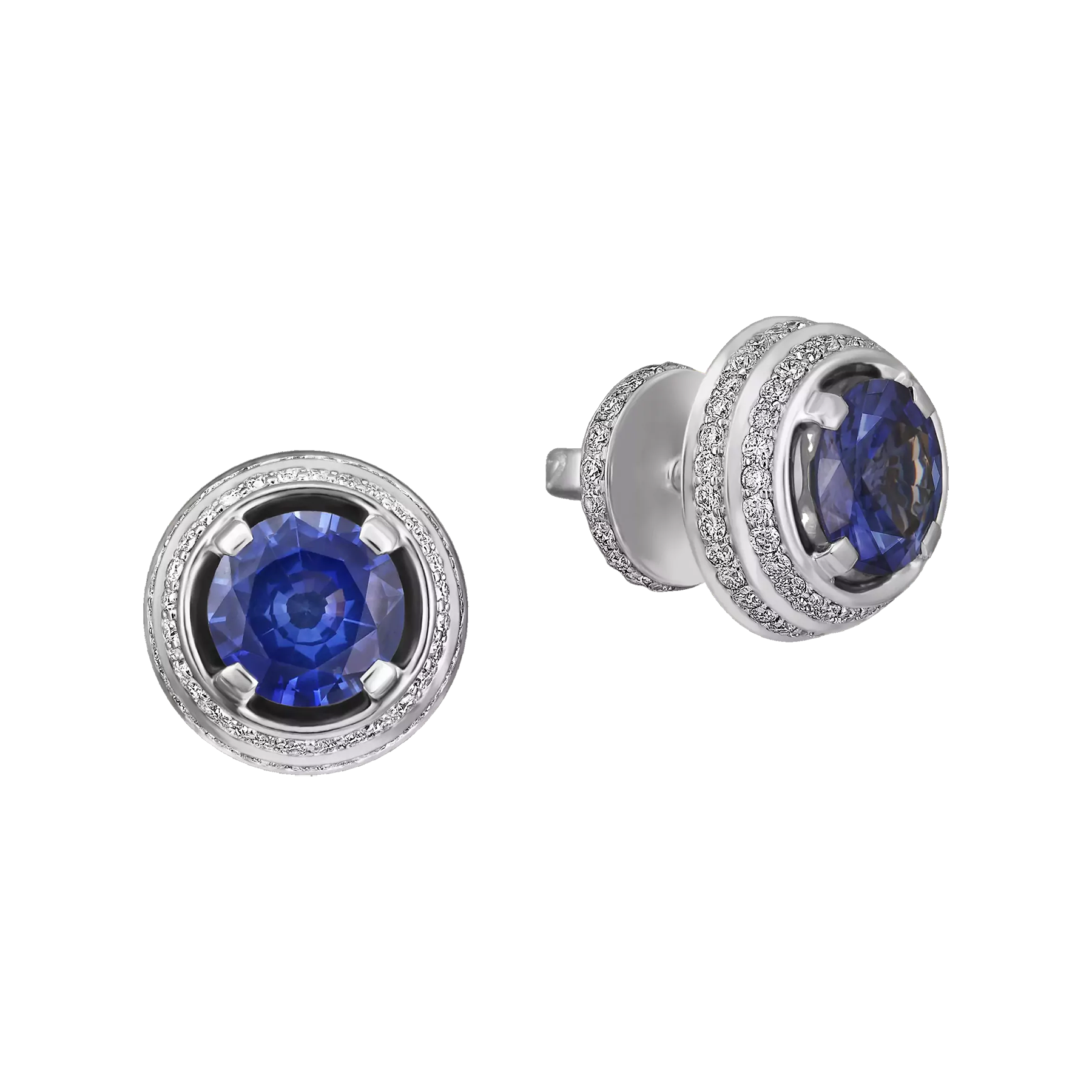 Пусеты с сапфирами, белое золото