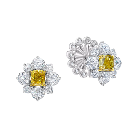 Пусеты с бриллиантами, белое золото