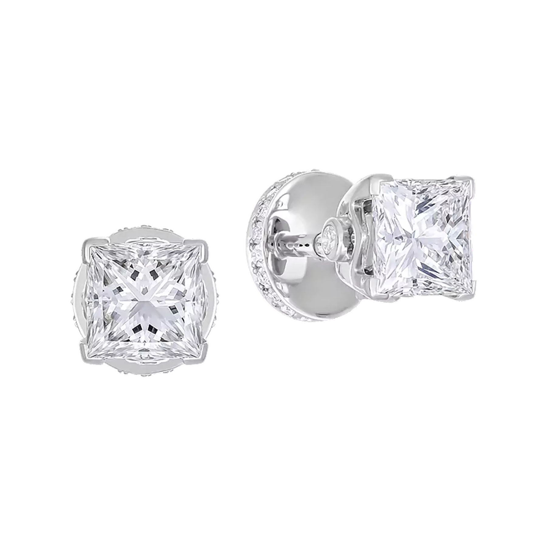 Пусеты с бриллиантами, белое золото, н.керамика