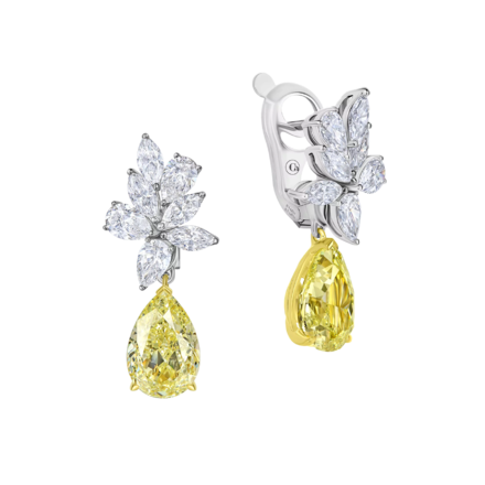 Серьги с бриллиантами, белое и жёлтое золото