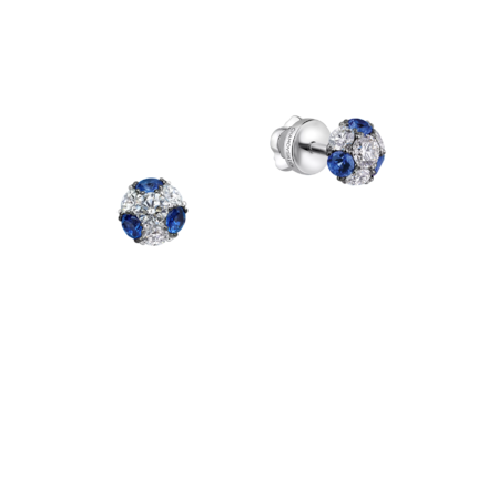 Пусеты с бриллиантами и сапфирами, белое золото, н.керамика 2
