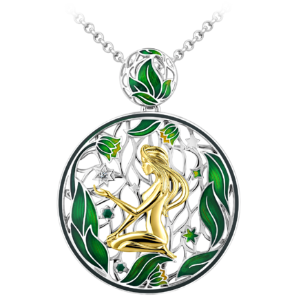 Подвес с бриллиантом, белое и жёлтое золото, н.керамика