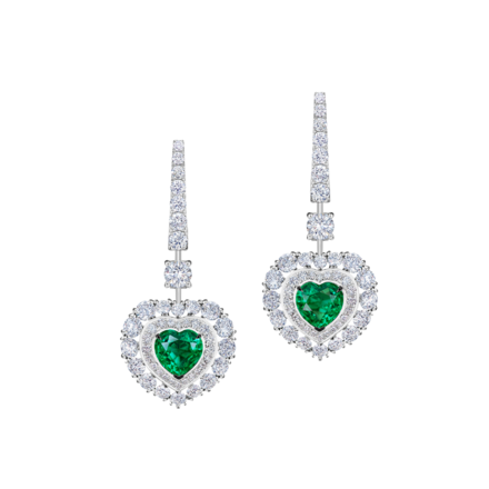 Серьги с изумрудами и бриллиантами, белое золото 2