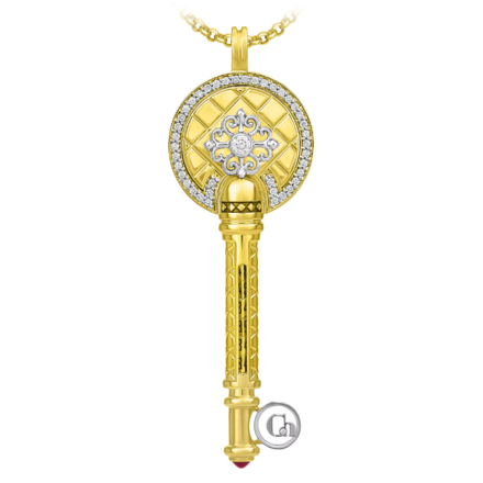 Подвес с рубином и бриллиантами, жёлтое и белое золото