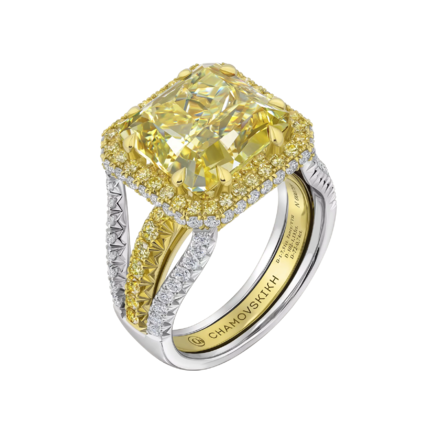 Кольцо с бриллиантами, желтое и белое золото