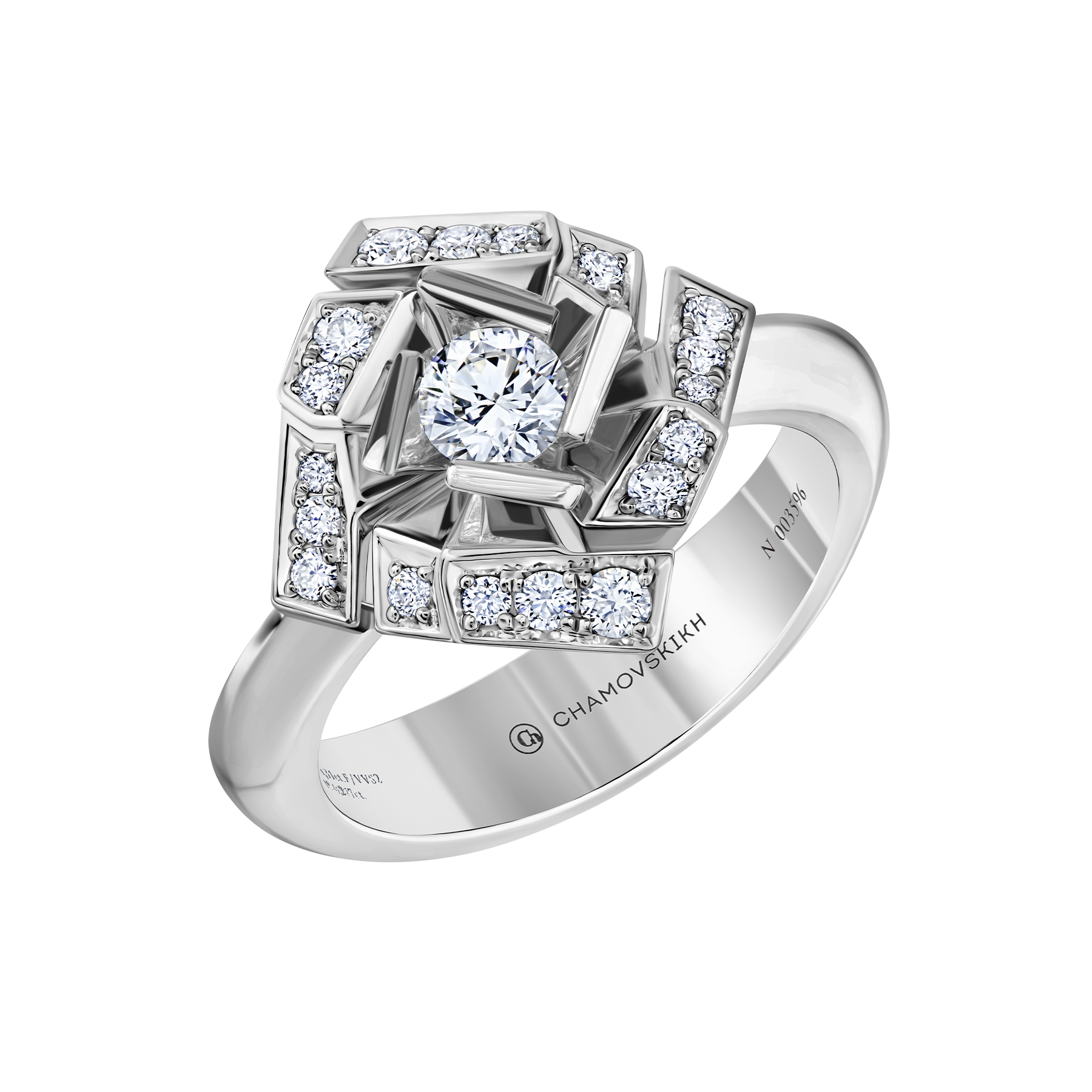 Кольцо с бриллиантами, белое золото