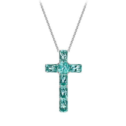 Колье с изумрудами и бриллиантом, белое золото