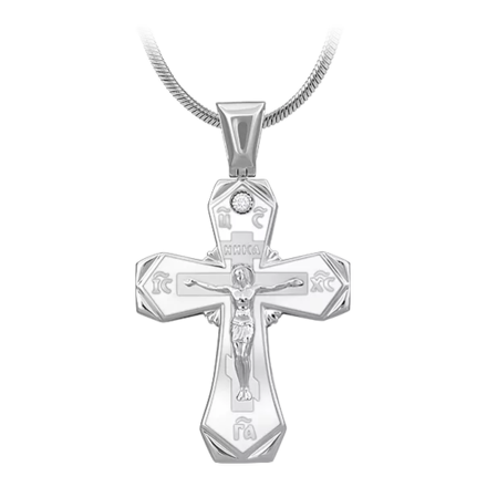 Крест с бриллиантом, белое золото, н.керамика