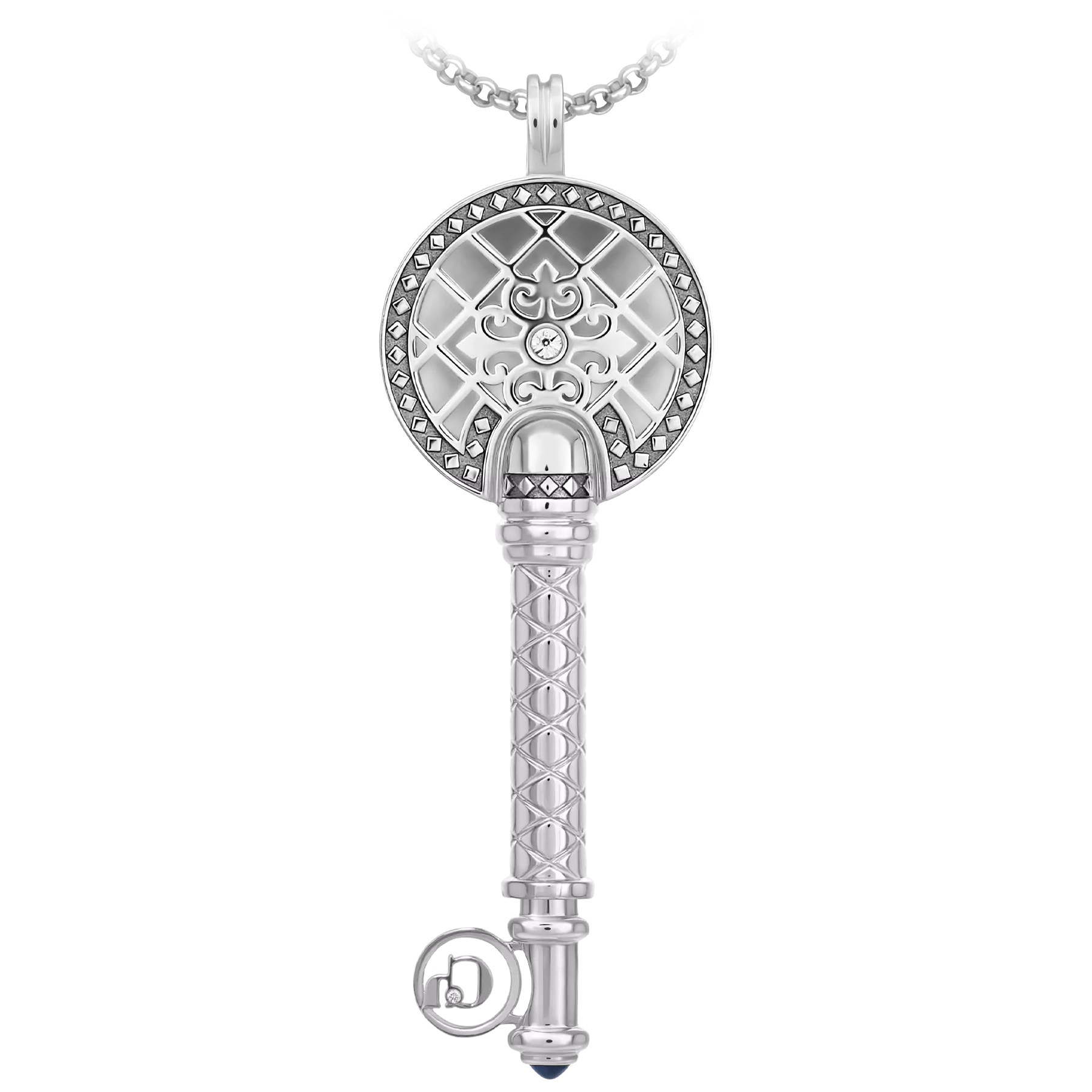 Подвес с сапфиром и бриллиантами, белое и жёлтое золото