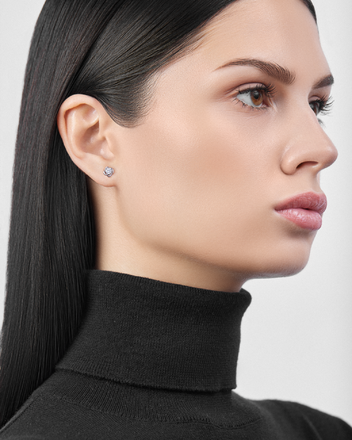 Пусеты с бриллиантами, белое золото 2