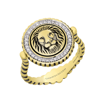 Кольцо с бриллиантами, жёлтое золото, н.керамика