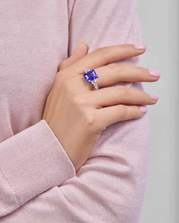 Кольцо с танзанитом и бриллиантами, белое золото 3