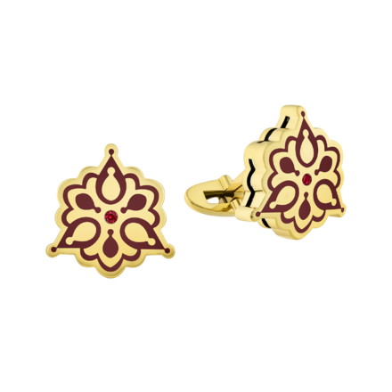 Запонки с рубинами, желтое золото, нанокерамика