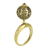 Кольцо с рубином, желтое золото