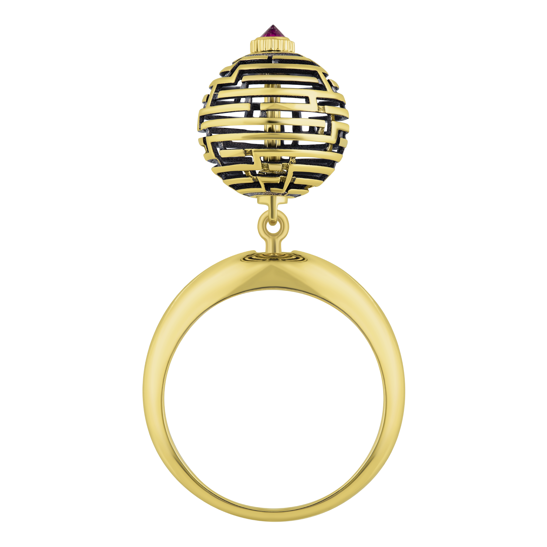 Кольцо с рубином, желтое золото