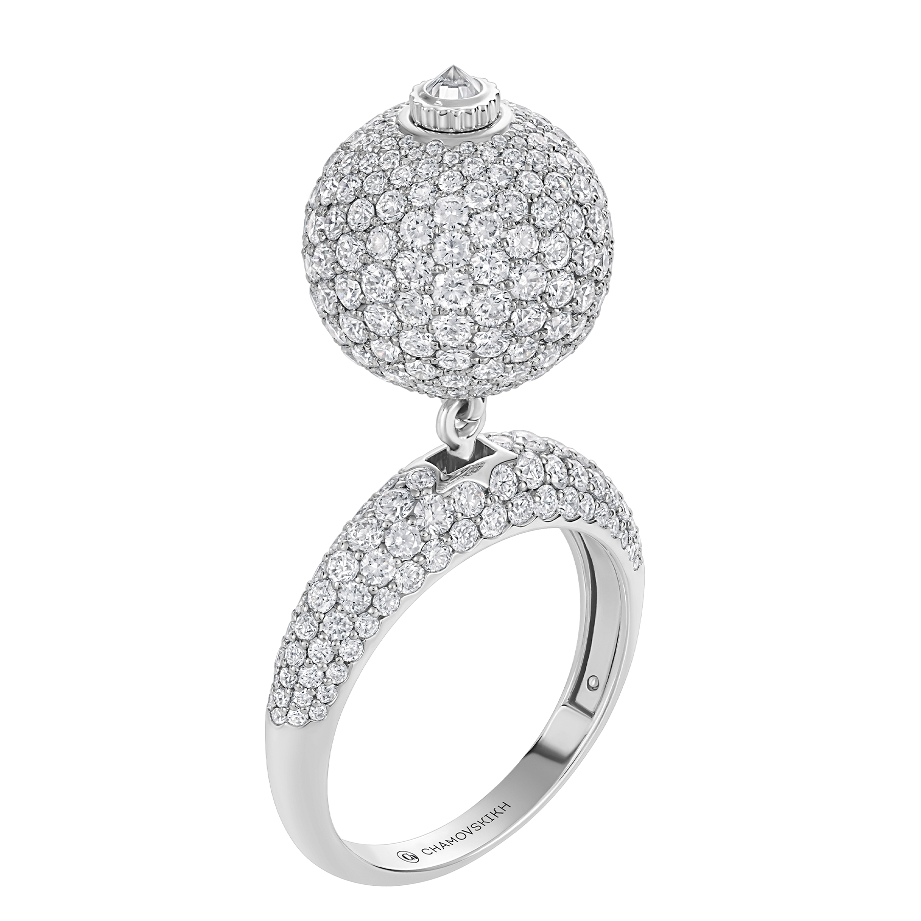 Кольцо с бриллиантами, белое золото