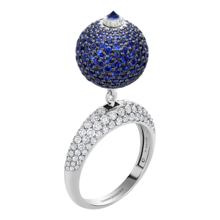 Кольцо с сапфирами и бриллиантами, белое золото