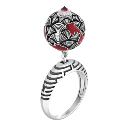 Кольцо с рубином, белое золото, н.керамика