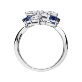 Кольцо с сапфирами и бриллиантами, белое золото