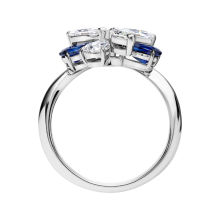 Кольцо с сапфирами и бриллиантами, белое золото 2
