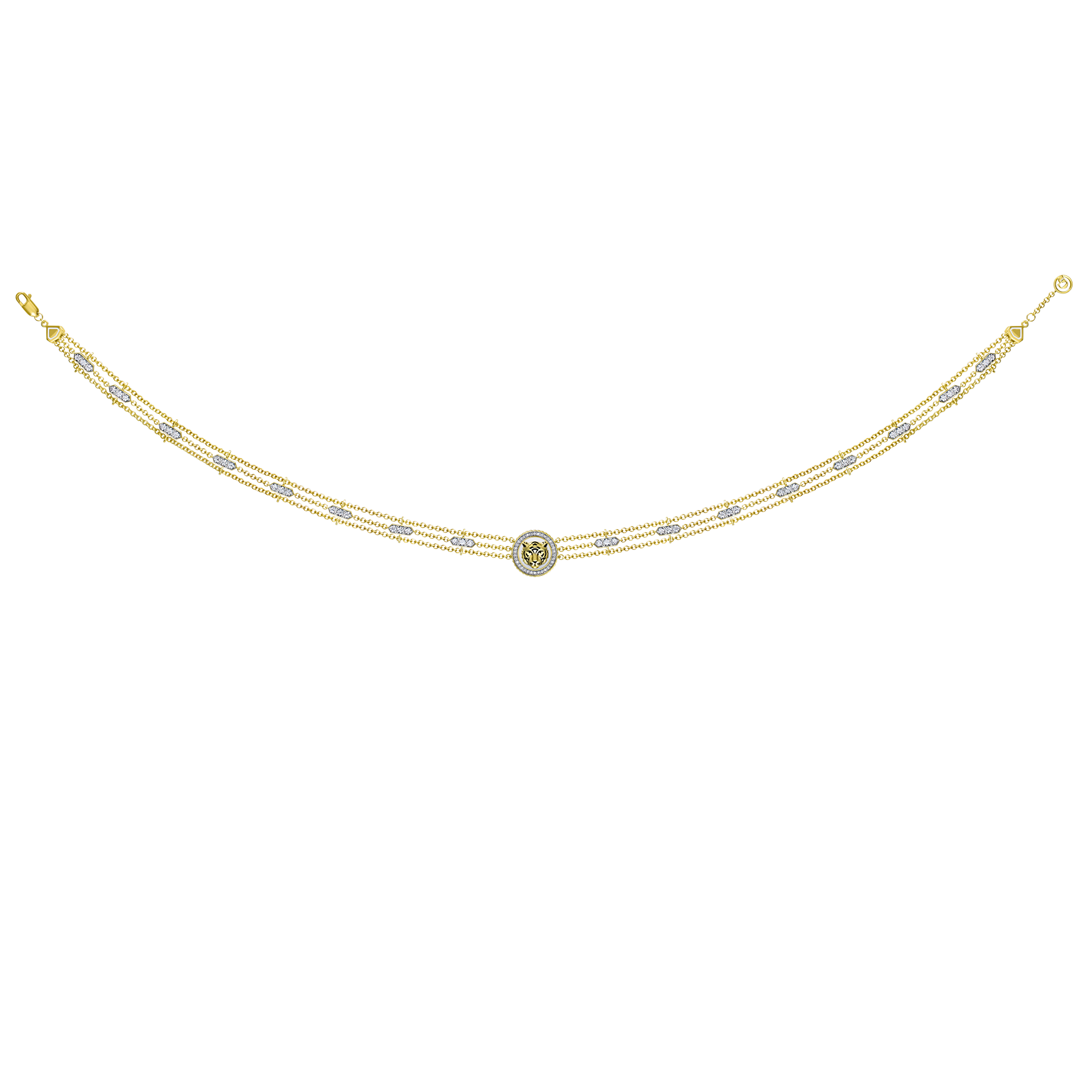 Колье с бриллиантами, желтое золото, нанокерамика