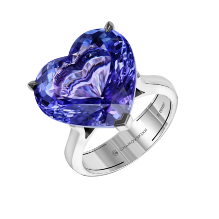 Кольцо с танзанитом, белое золото