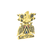 Нагрудный знак с черными бриллиантами, рубинами и сапфирами, желтое золото, н. керамика