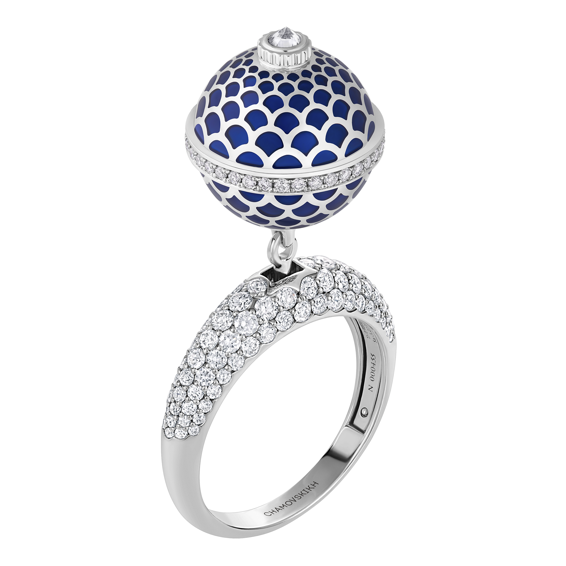 Кольцо с бриллиантами, белое золото, н.керамика