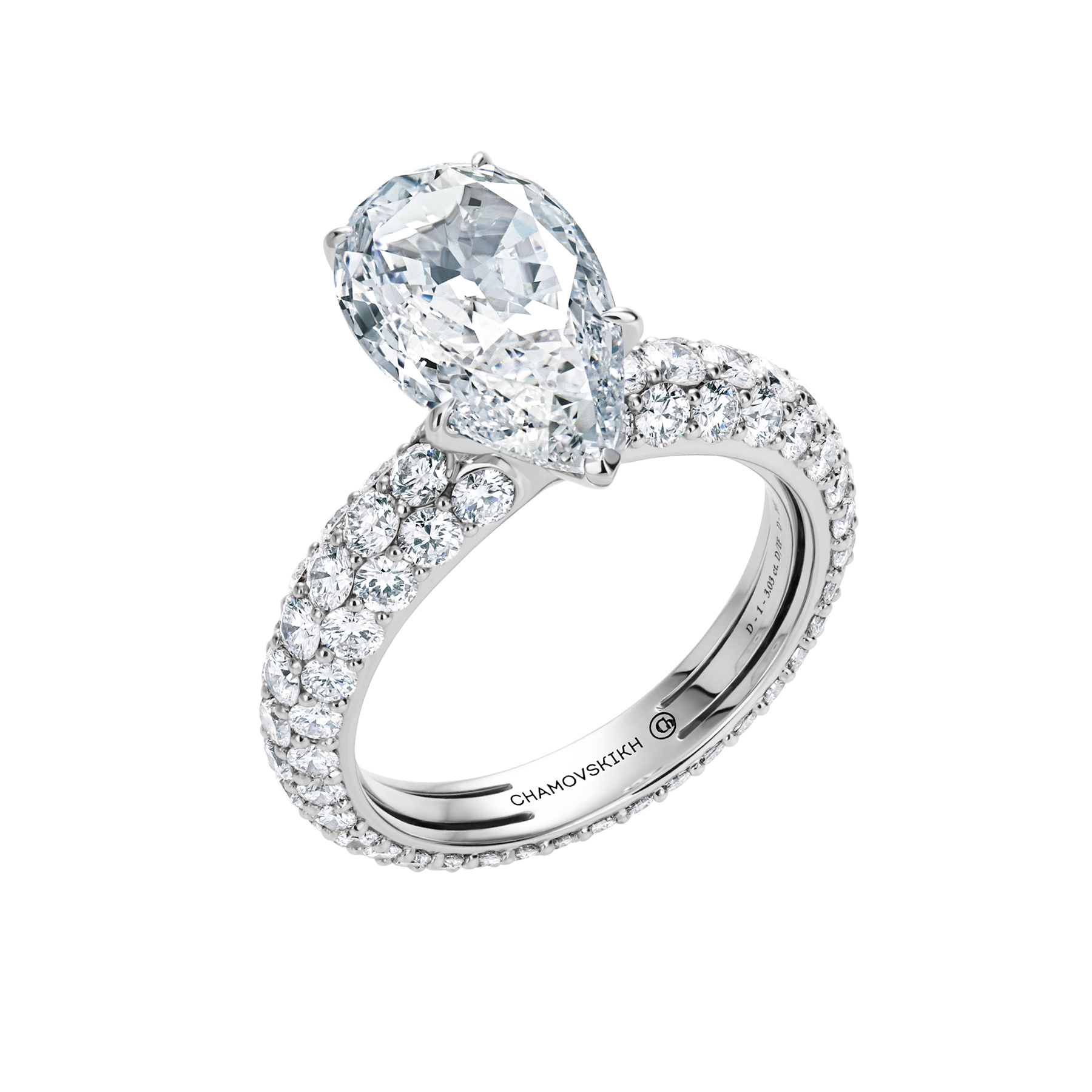 Кольцо с бриллиантами, белое золото