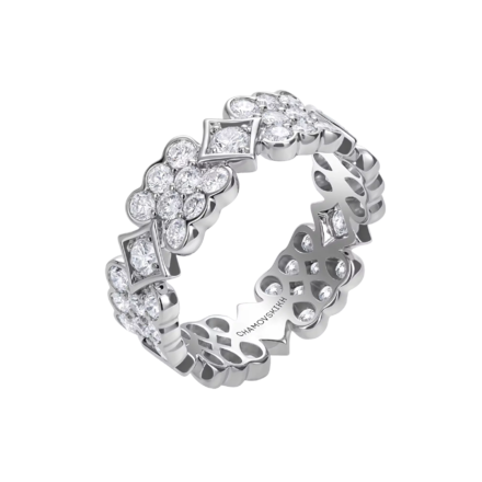 Обручальное кольцо с бриллиантами, белое золото