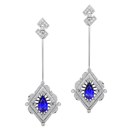 Серьги с танзанитами и бриллиантами, белое золото 2