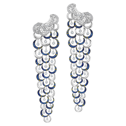 Серьги с опалами, бриллиантами и сапфирами, белое золото 3