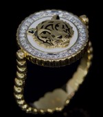 Кольцо с бриллиантами, жёлтое золото, н.керамика