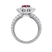 Кольцо с рубином и бриллиантами, белое золото
