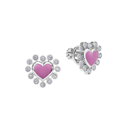 Пусеты с бриллиантами, белое золото, н.керамика