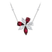 Колье с рубинами и бриллиантами, белое золото