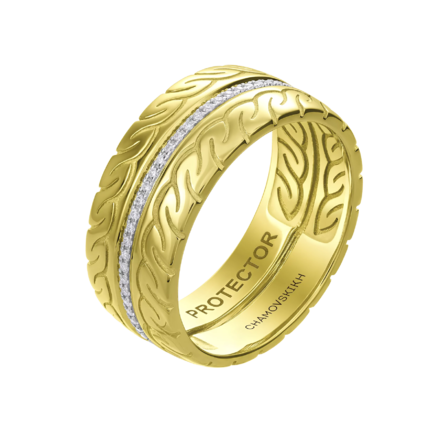 Кольцо с бриллиантами, желтое золото.