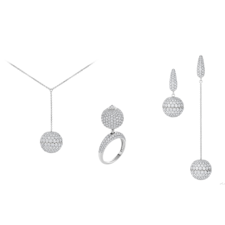 Сет с бриллиантами, белое золото