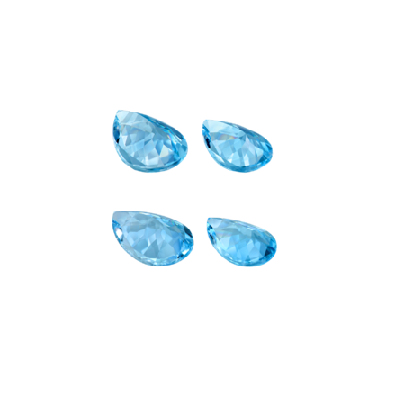 Сет из четырех аквамаринов, Груша, 4 шт. 5,7ct 2