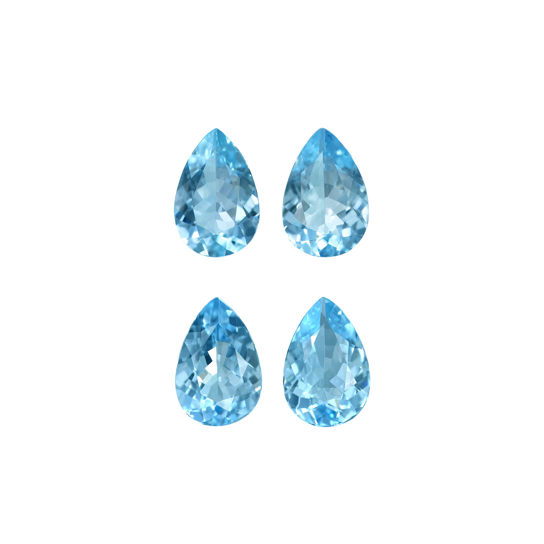 Сет из четырех аквамаринов, Груша, 4 шт. 5,7ct