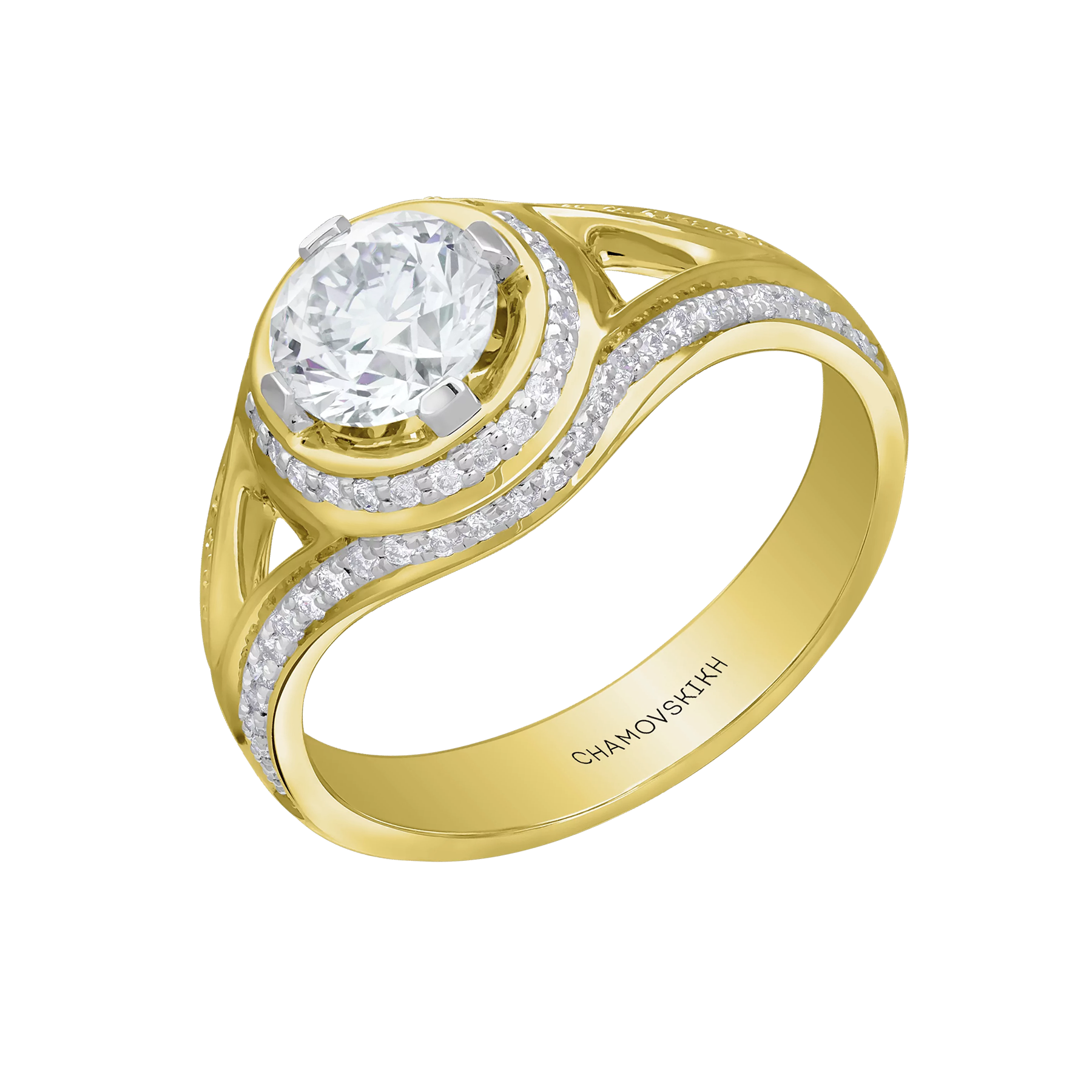 Кольцо с бриллиантами, желтое золото