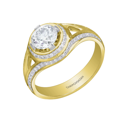 Помолвочное кольцо с бриллиантами, желтое золото