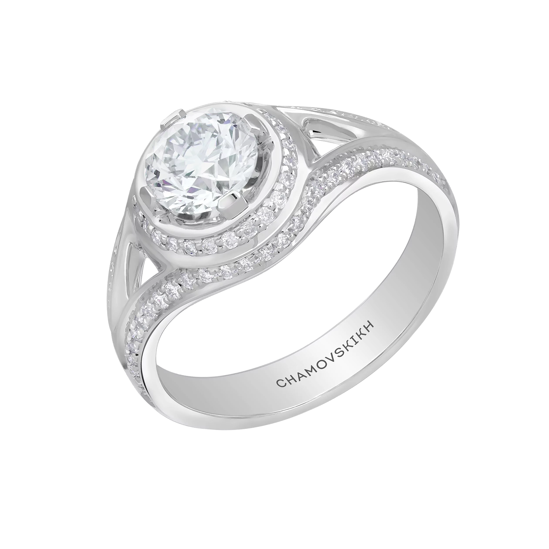 Кольцо с бриллиантами, белое золото