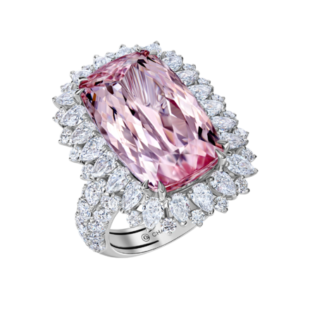 Кольцо с морганитом и бриллиантами, белое золото