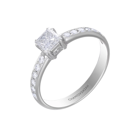 Помолвочное кольцо с бриллиантами, белое золото