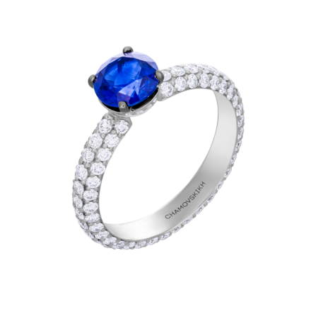 Кольцо с сапфиром, белое золото