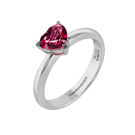 Кольцо с рубином, белое золото