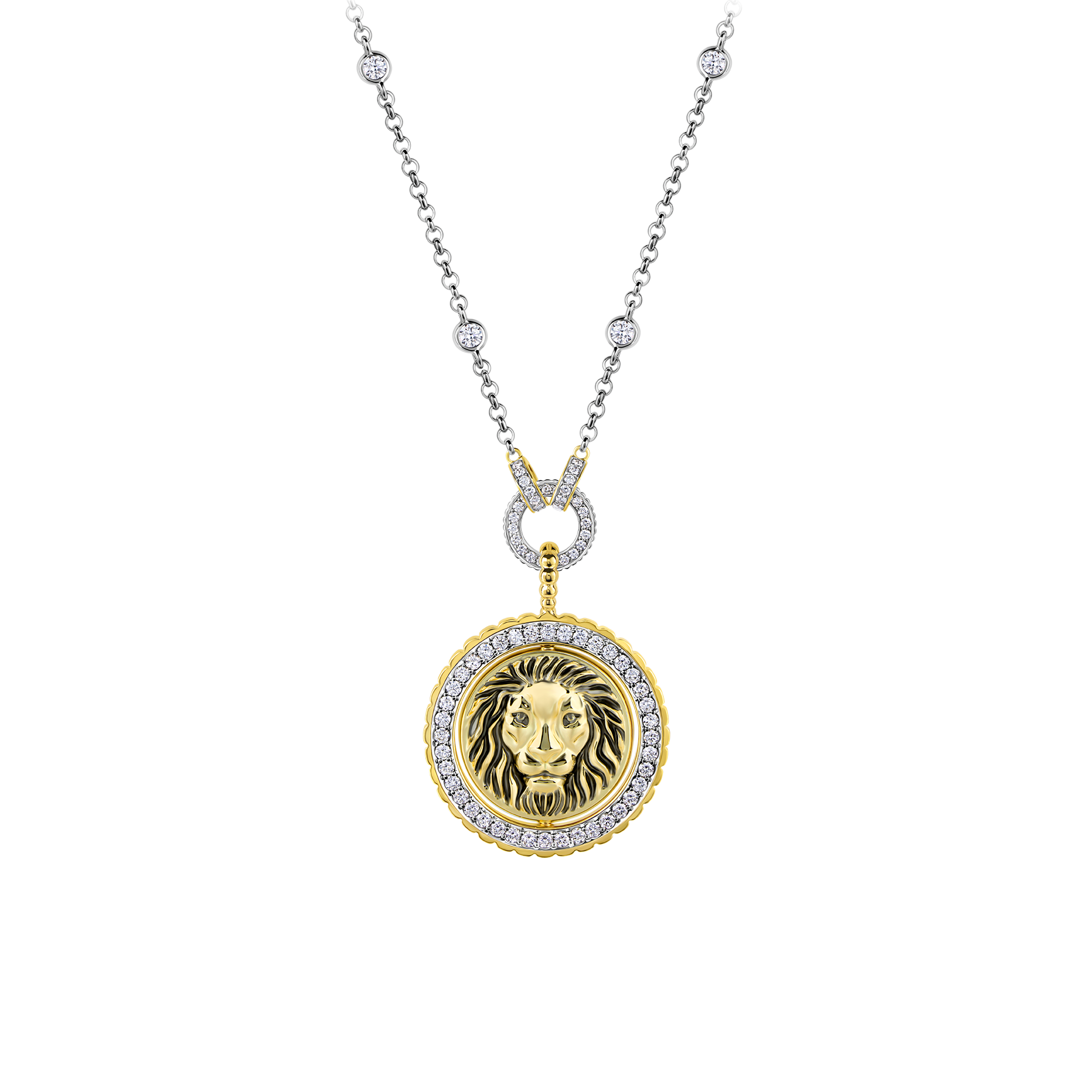 Колье с бриллиантами, н.керамика, белое и желтое золото