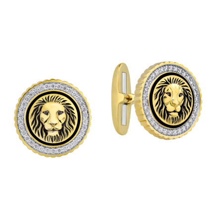 Запонки с бриллиантами, желтое золото, н.керамика